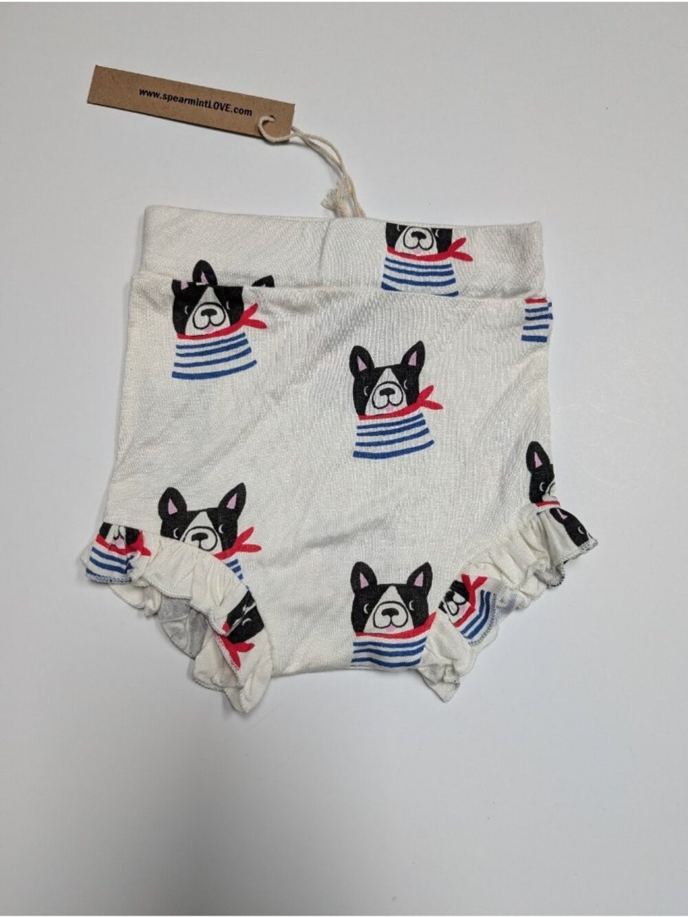 Spearmint Love French Bulldog Ruffle Bloomer 3-6 Bamboo Dogs